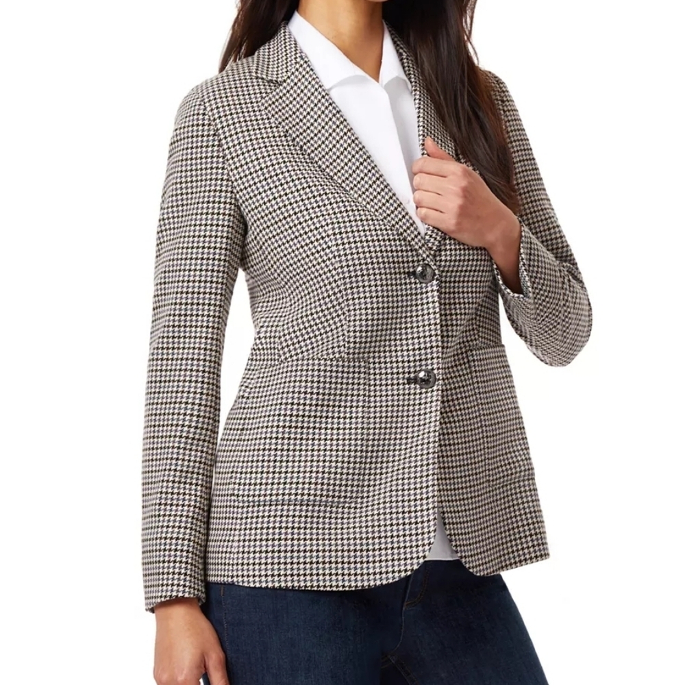 JONES NEW YORK Black White and Blue Houndstooth Blazer Size XL - Picture 12 of 12
